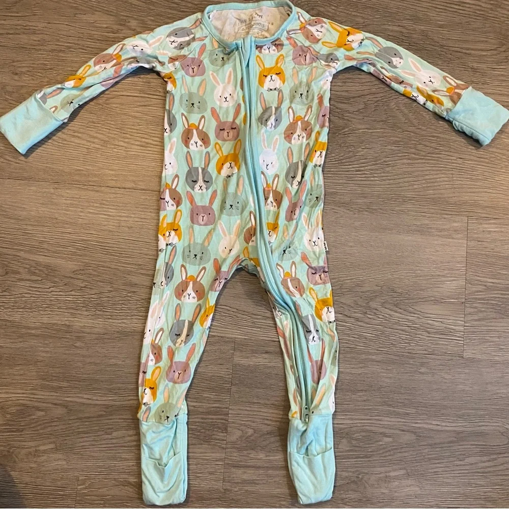 Little Sleepies 6-12 months Rad Rabbits Bamboo Zippy‎ Bunny Mint Easter Spring